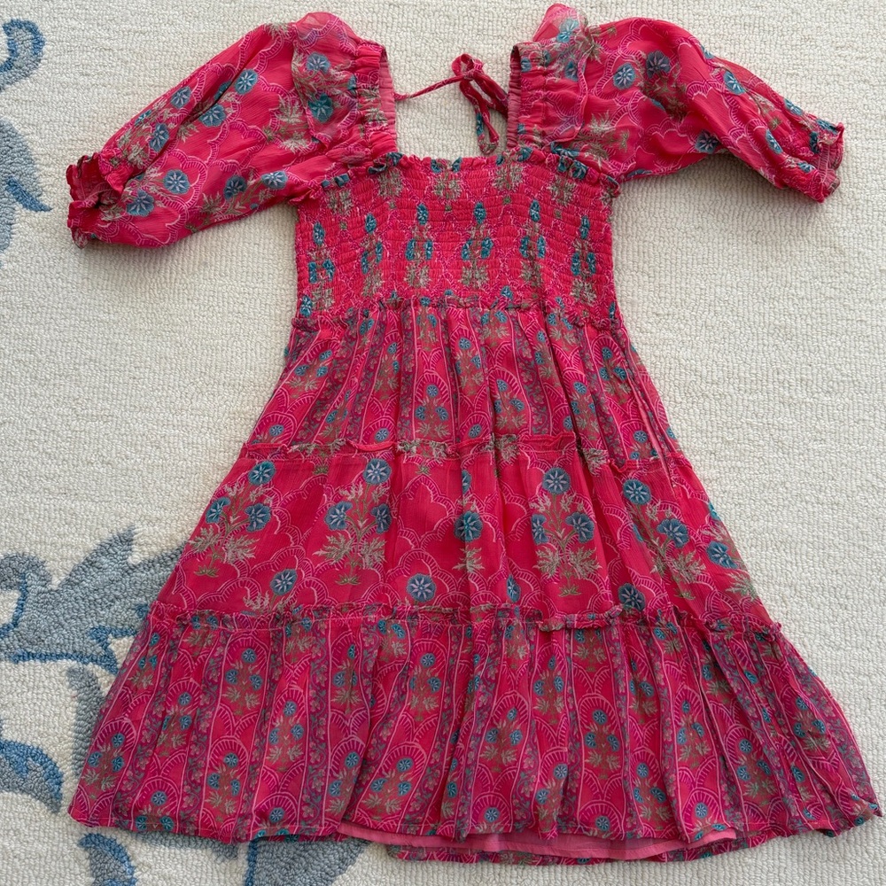 Roller Rabbit Vibrant Pink Kids Dress with Floral Pattern size 10